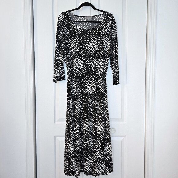 Laura Plus Size 2X Black & White Abstract Maxi Dress w/ Belt | Mid Calf - Picture 1 of 8